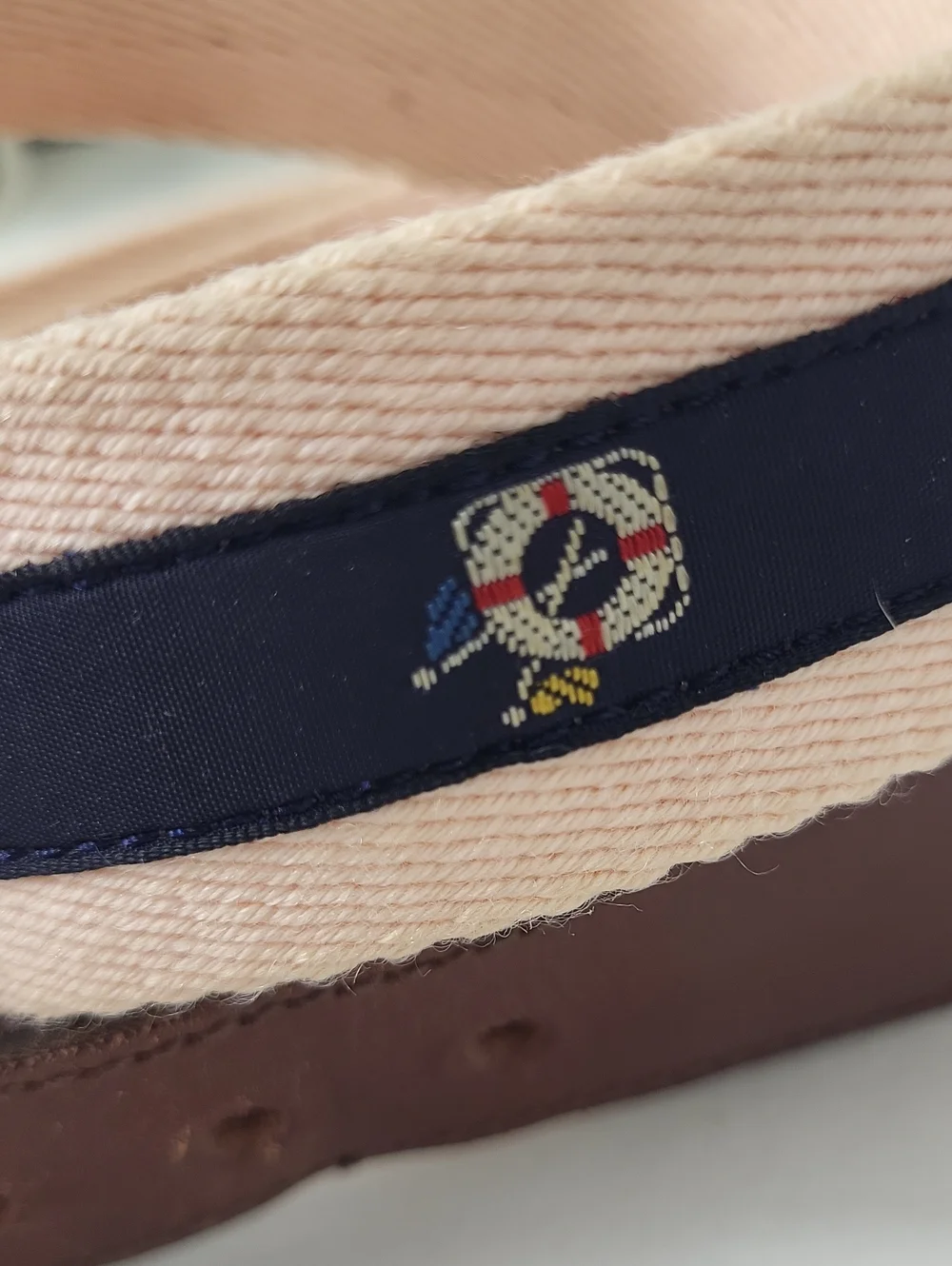 Faconnable vintage preppy-style ribbon belt navy blue golf clubs made in France